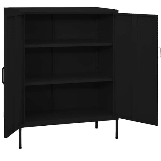 vidaXL Storage Cabinet | Black | Steel | Medium | Height-Adjustable Shelves