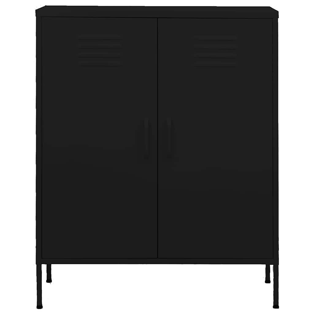 vidaXL Storage Cabinet | Black | Steel | Medium | Height-Adjustable Shelves