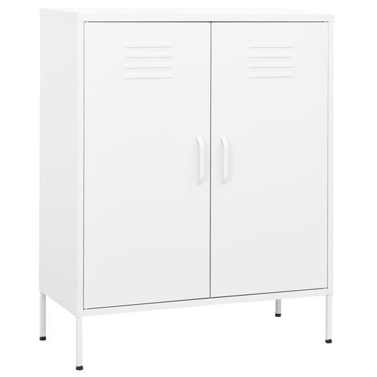 vidaXL Storage Cabinet | White | Steel | Medium | Storage Cabinet | Rectangular