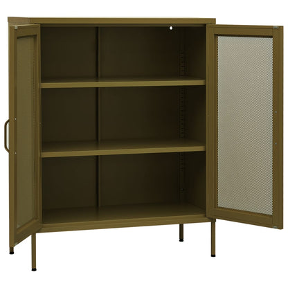 vidaXL Storage Cabinet Olive Green 80x35x101.5 cm Steel