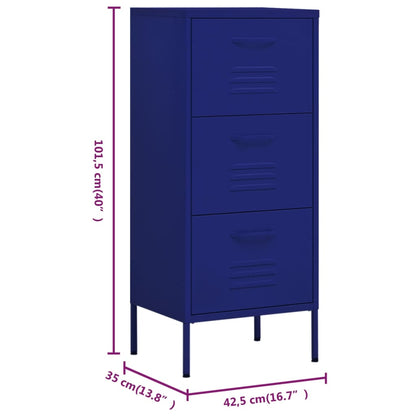 vidaXL Storage Cabinet Navy Blue 42.5x35x101.5 cm Steel