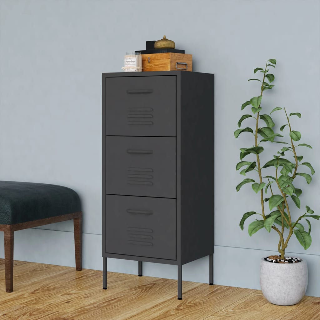 vidaXL Storage Cabinet | Anthracite | Steel | Medium | Ball-Bearing