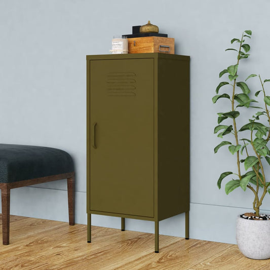 vidaXL Storage Cabinet Olive Green 42.5x35x101.5 cm Steel