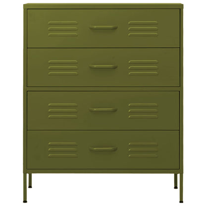 vidaXL Chest of Drawers Olive Green 80x35x101.5 cm Steel