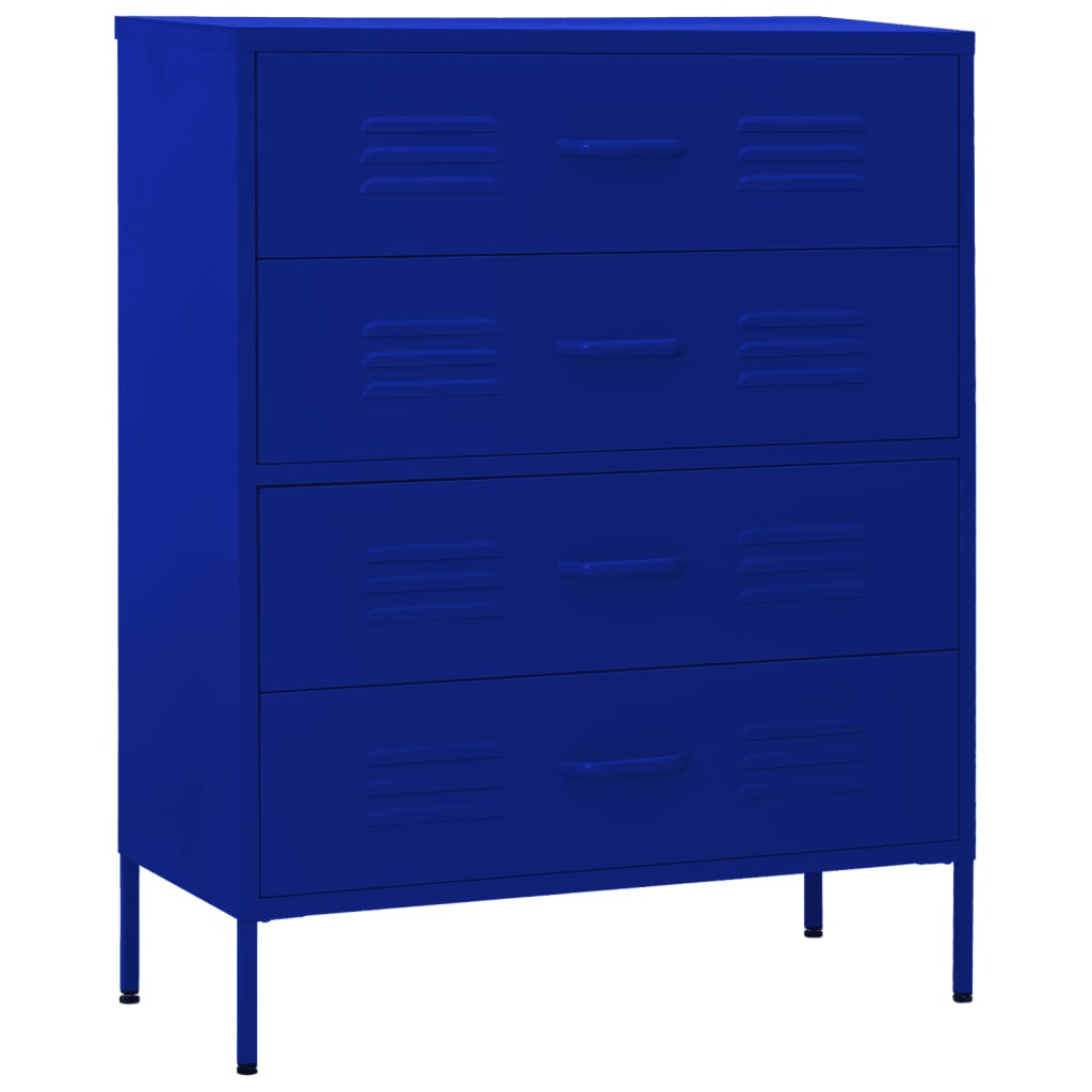 vidaXL Chest Of Drawer | Navy Blue | Steel | Medium | Levelers