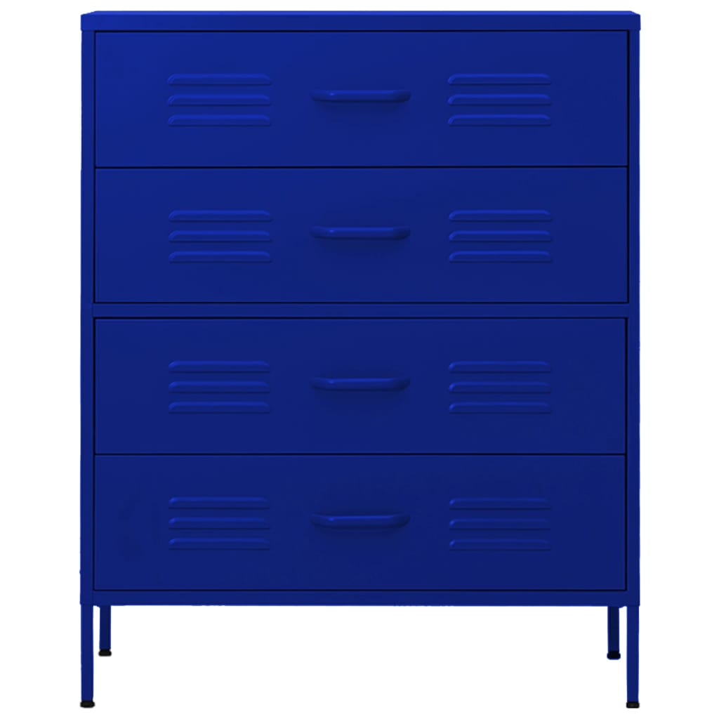 vidaXL Chest Of Drawer | Navy Blue | Steel | Medium | Levelers