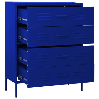 vidaXL Chest Of Drawer | Navy Blue | Steel | Medium | Levelers