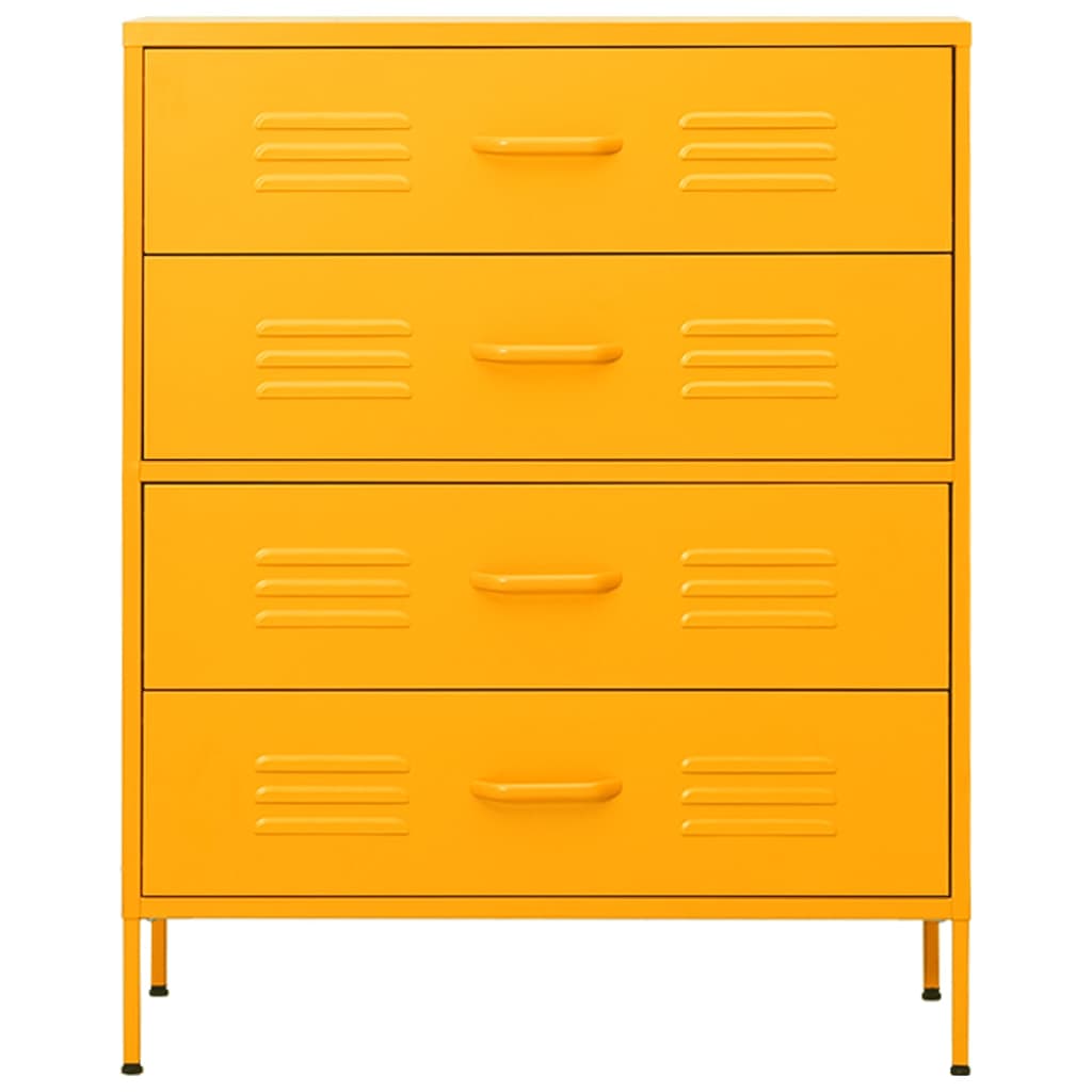 vidaXL Chest of Drawer | Mustard Yellow | Steel | Medium | Levelers