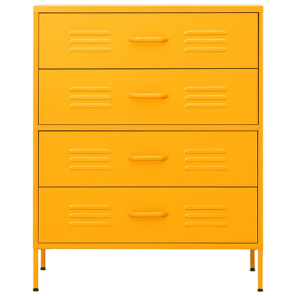 vidaXL Chest of Drawer | Mustard Yellow | Steel | Medium | Levelers