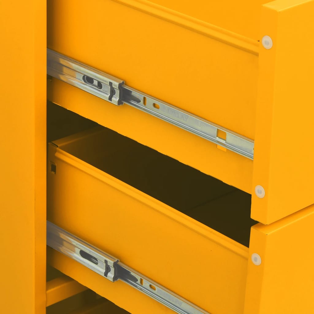 vidaXL Chest of Drawer | Mustard Yellow | Steel | Medium | Levelers