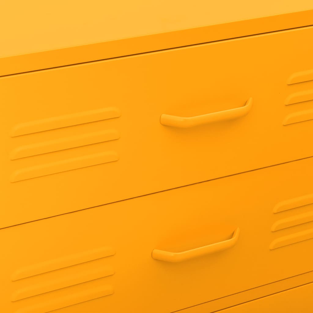vidaXL Chest of Drawer | Mustard Yellow | Steel | Medium | Levelers