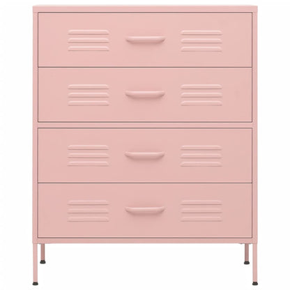 vidaXL Chest of Drawers Pink 80x35x101.5 cm Steel