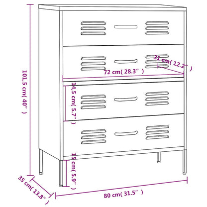 vidaXL Chest of Drawers Mint 80x35x101.5 cm Steel