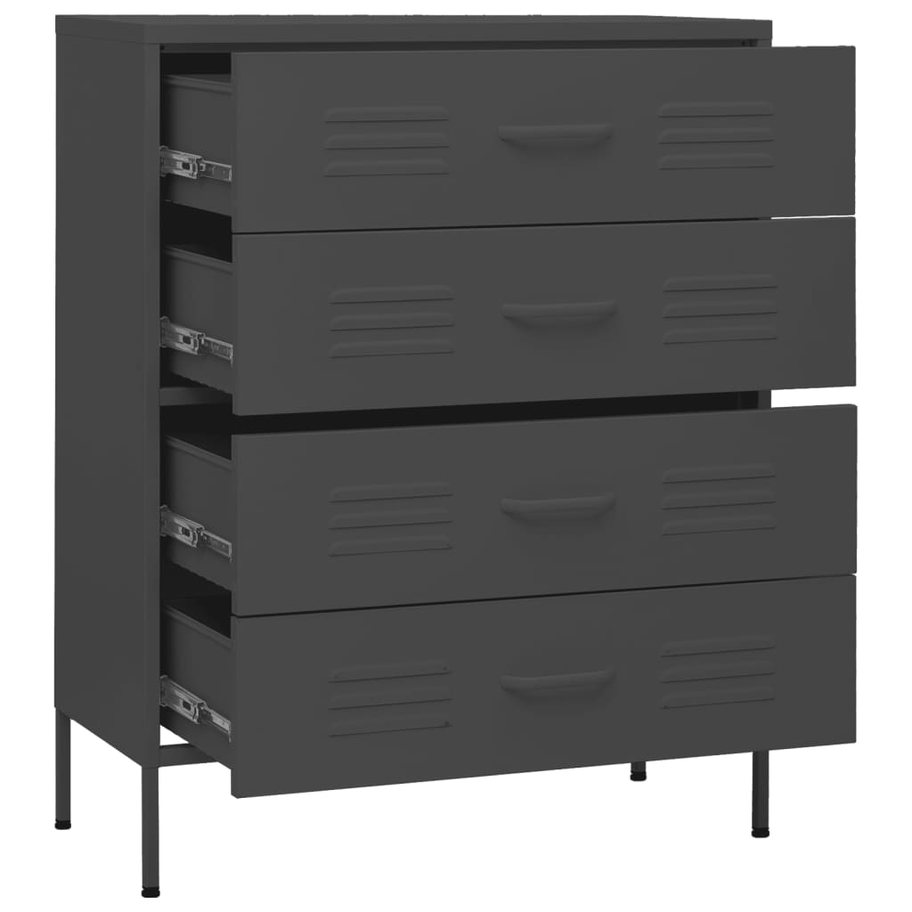 vidaXL Chest Of Drawers | Anthracite | Steel | 80x35x101.5 cm