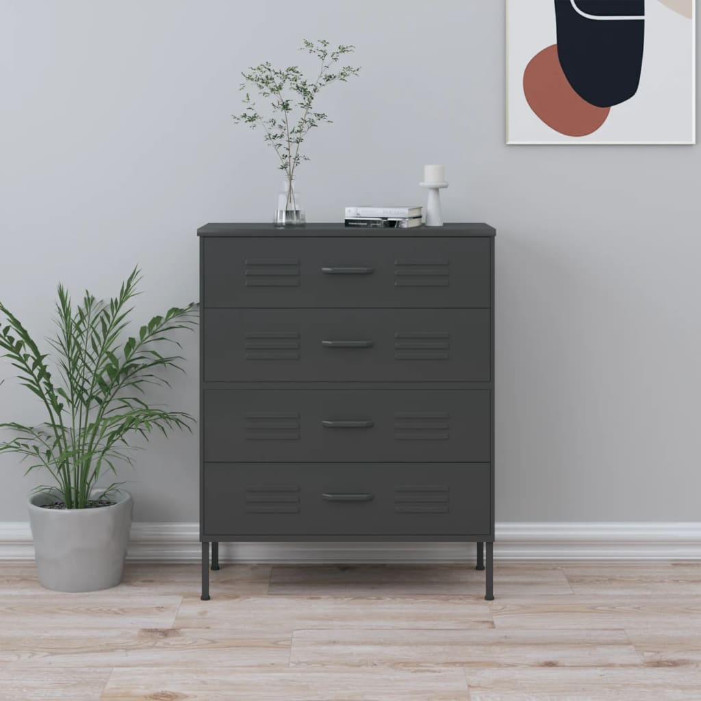 vidaXL Chest Of Drawers | Anthracite | Steel | 80x35x101.5 cm