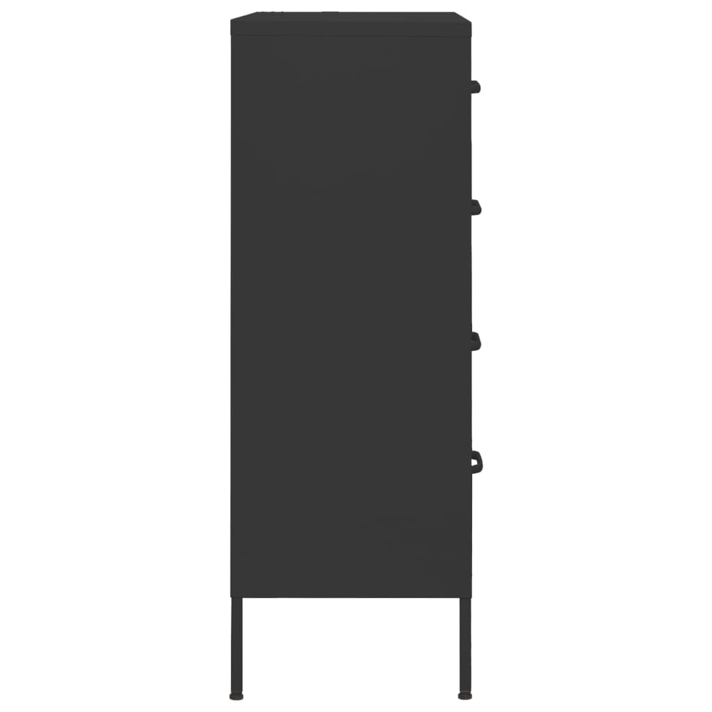 vidaXL Chest of Drawers Black 80x35x101.5 cm Steel