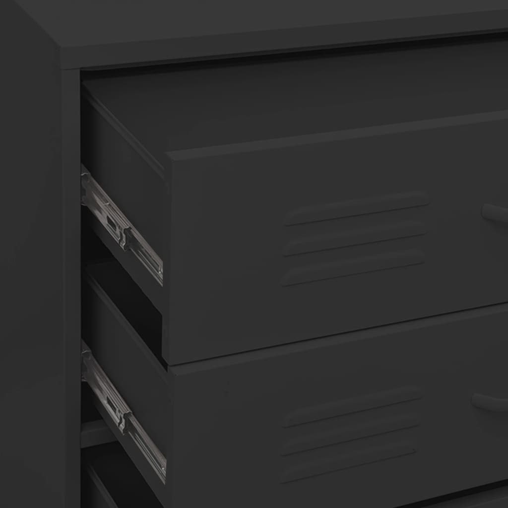 vidaXL Chest of Drawers Black 80x35x101.5 cm Steel
