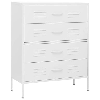 vidaXL Chest of Drawers White 80x35x101.5 cm Steel