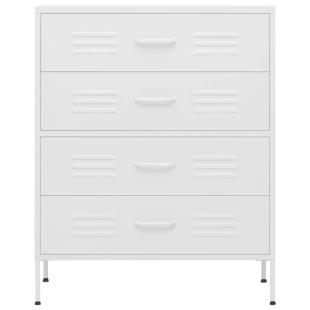 vidaXL Chest of Drawers White 80x35x101.5 cm Steel