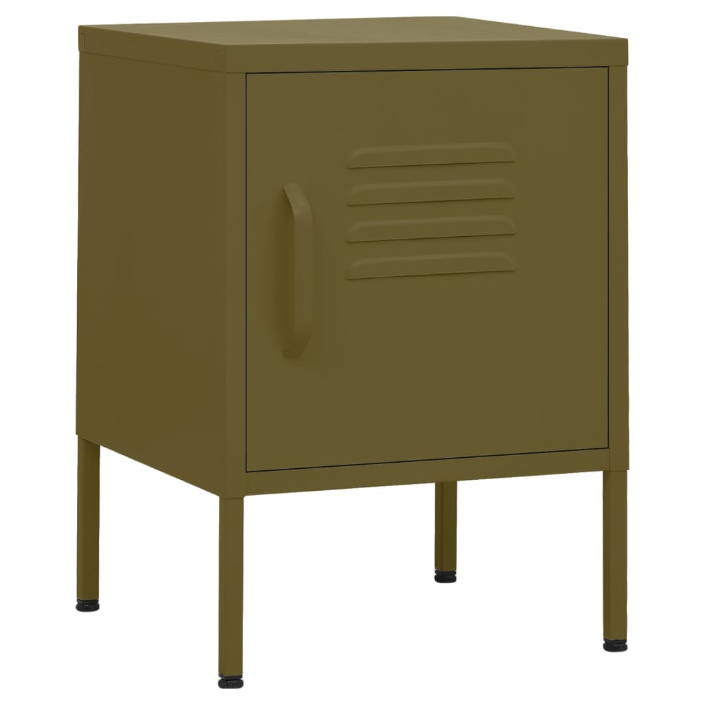 vidaXL Nightstand | Olive Green | Steel | 35 x 35 x 51 cm | Nightstand | Square