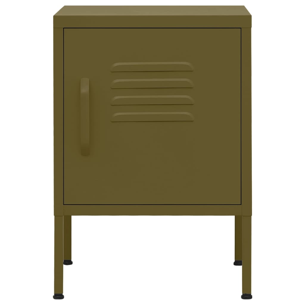 vidaXL Nightstand | Olive Green | Steel | 35 x 35 x 51 cm | Nightstand | Square