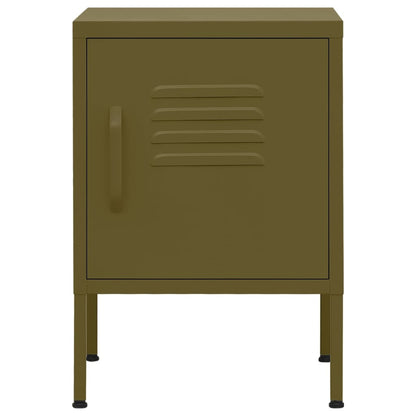 vidaXL Nightstand | Olive Green | Steel | 35 x 35 x 51 cm | Nightstand | Square