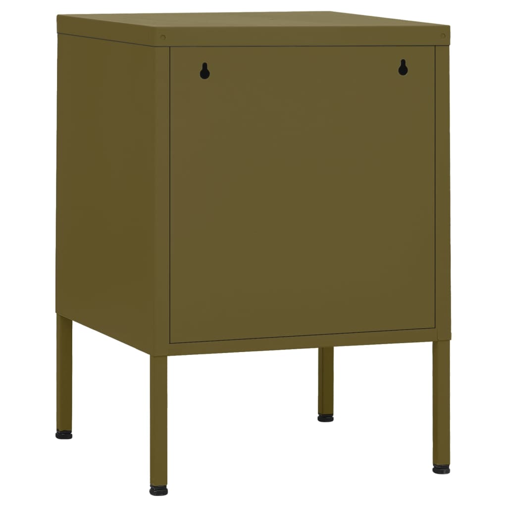 vidaXL Nightstand | Olive Green | Steel | 35 x 35 x 51 cm | Nightstand | Square