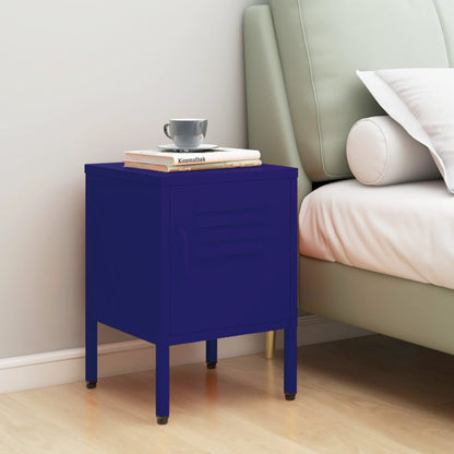 vidaXL Nightstand | Navy Blue | Steel | 35x35x51 cm |  Height-Adjustable