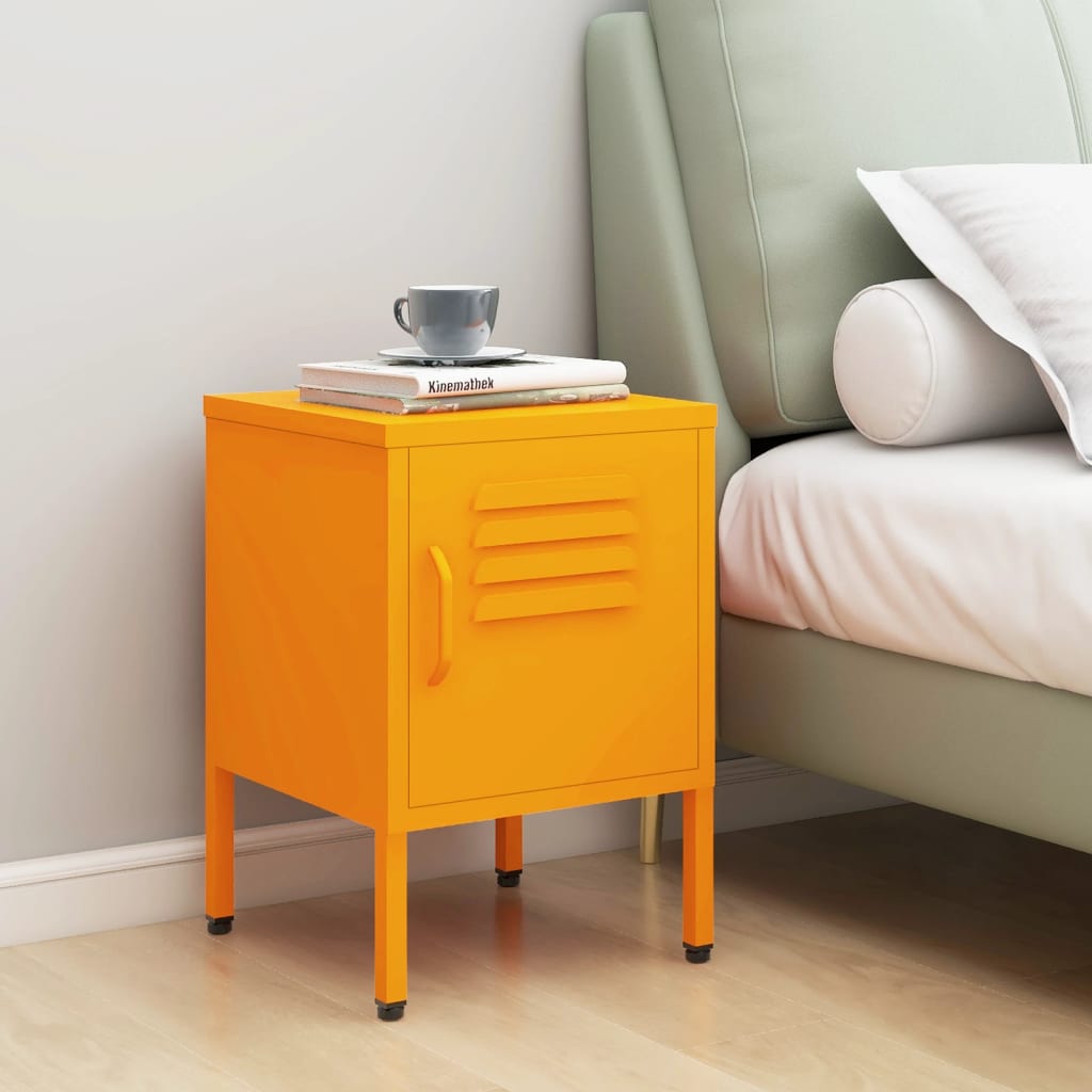 vidaXL Nightstand | Mustard Yellow | Steel | Medium | Height-Adjustable Shelves