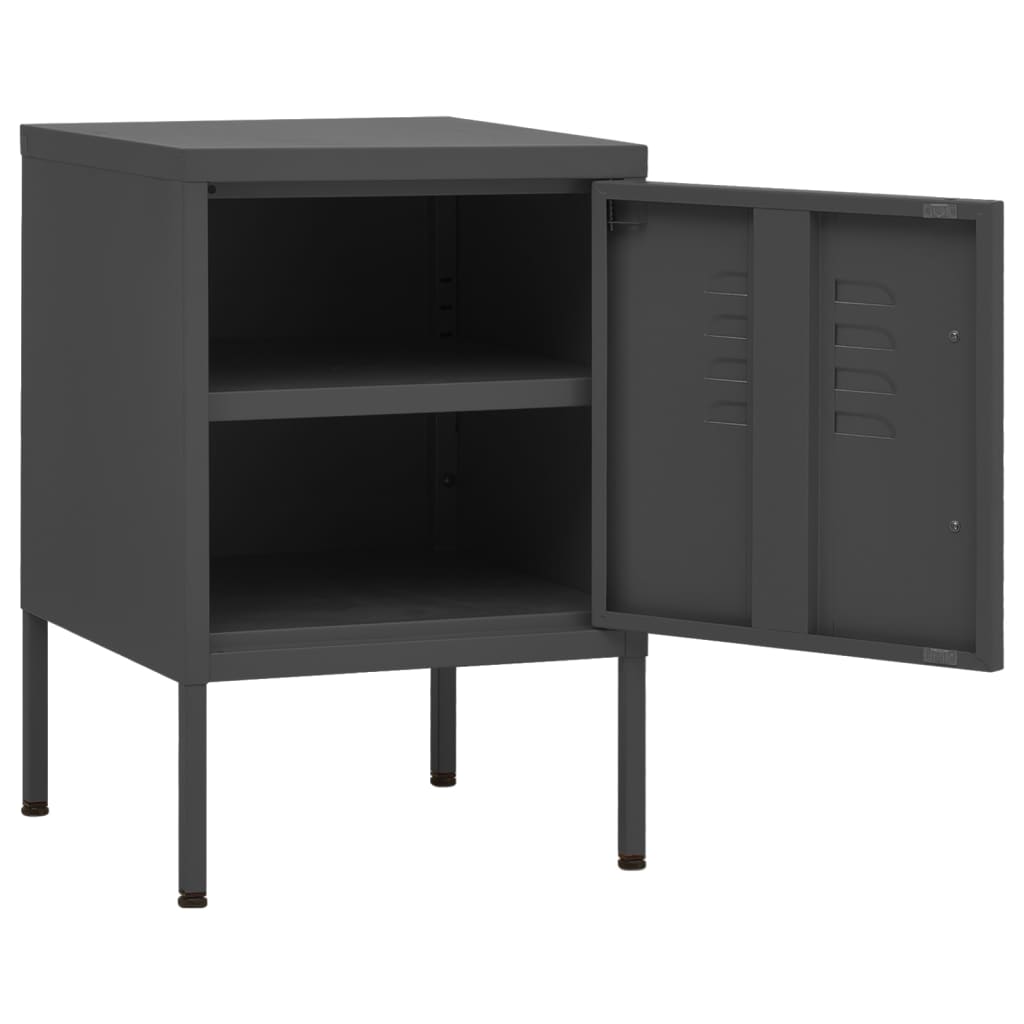 vidaXL Nightstand | Anthracite | Steel | 35x35x51 cm | Height-Adjustable Shelves