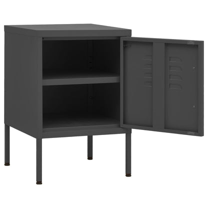vidaXL Nightstand | Anthracite | Steel | 35x35x51 cm | Height-Adjustable Shelves