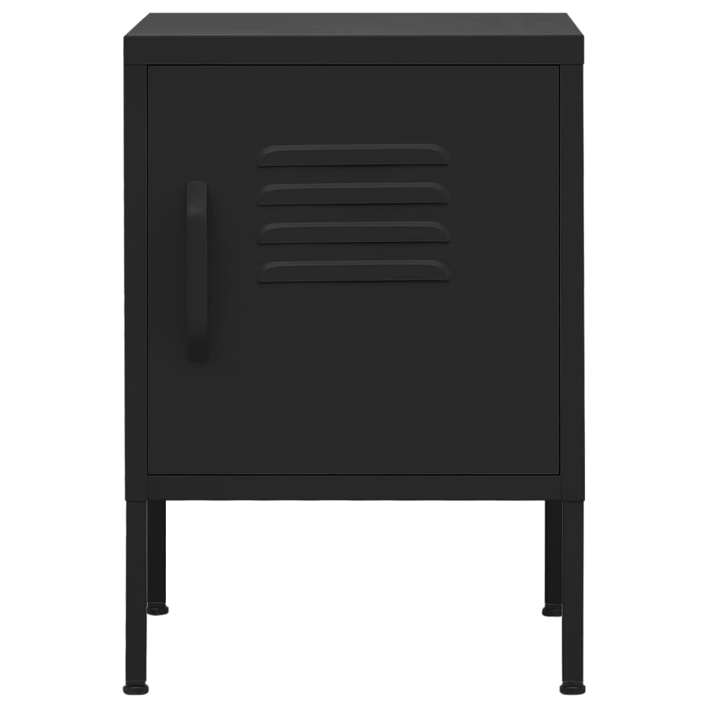 vidaXL Nightstand | Black | Steel | Compact | Nightstand | Square | Modern