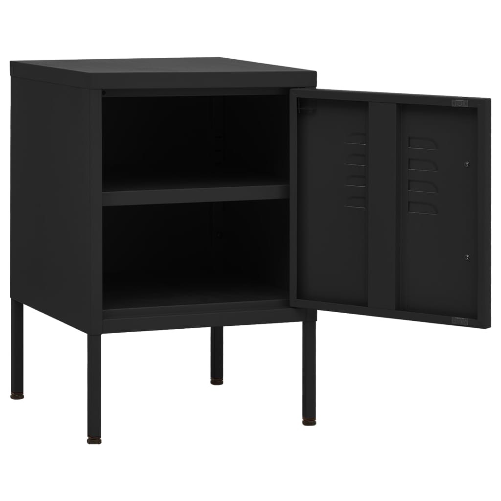 vidaXL Nightstand | Black | Steel | Compact | Nightstand | Square | Modern
