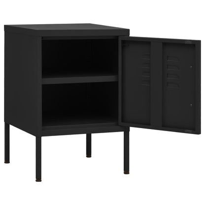 vidaXL Nightstand | Black | Steel | Compact | Nightstand | Square | Modern