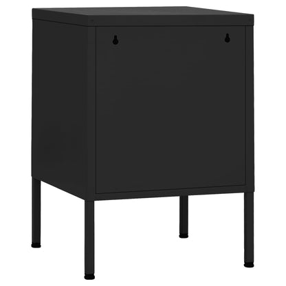 vidaXL Nightstand | Black | Steel | Compact | Nightstand | Square | Modern