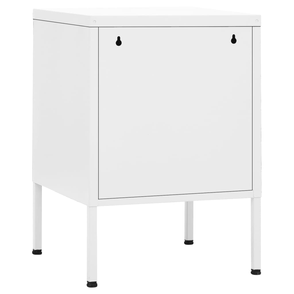 vidaXL Nightstand | White | Steel | 35 x 35 x 51 cm | Nightstand | Square