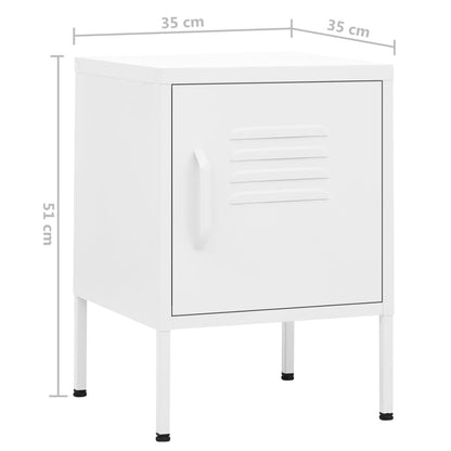vidaXL Nightstand | White | Steel | 35 x 35 x 51 cm | Nightstand | Square