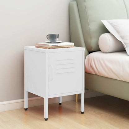 vidaXL Nightstand | White | Steel | 35 x 35 x 51 cm | Nightstand | Square