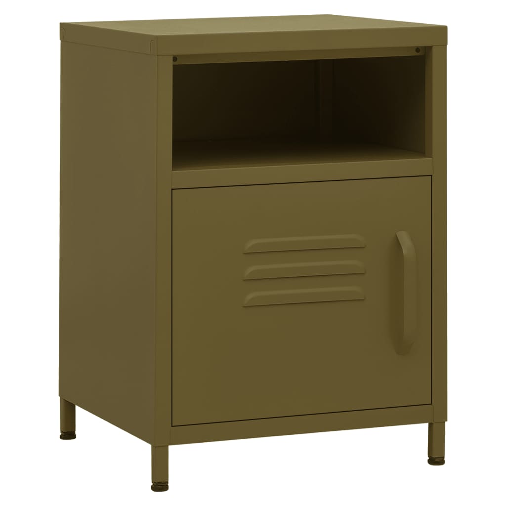 vidaXL Nightstand Olive Green 35x35x51 cm Steel