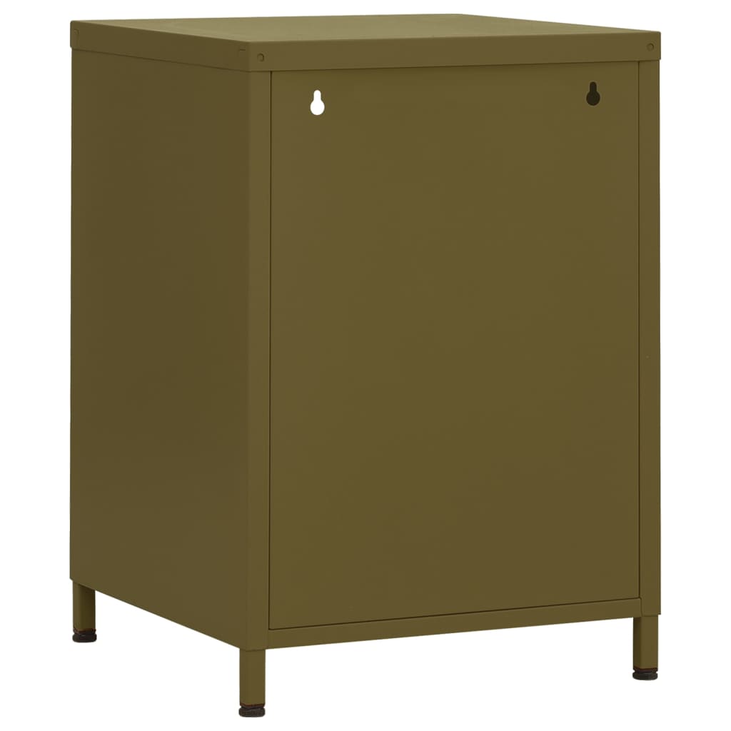 vidaXL Nightstand Olive Green 35x35x51 cm Steel