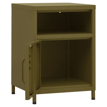 vidaXL Nightstand Olive Green 35x35x51 cm Steel