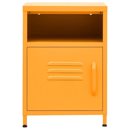 vidaXL Nightstand | Mustard Yellow | Steel | Standard Size | Levelers