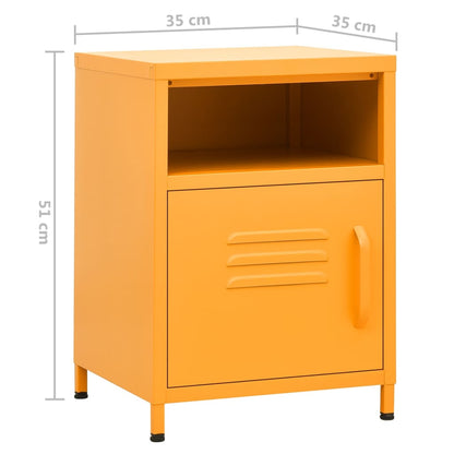 vidaXL Nightstand | Mustard Yellow | Steel | Standard Size | Levelers
