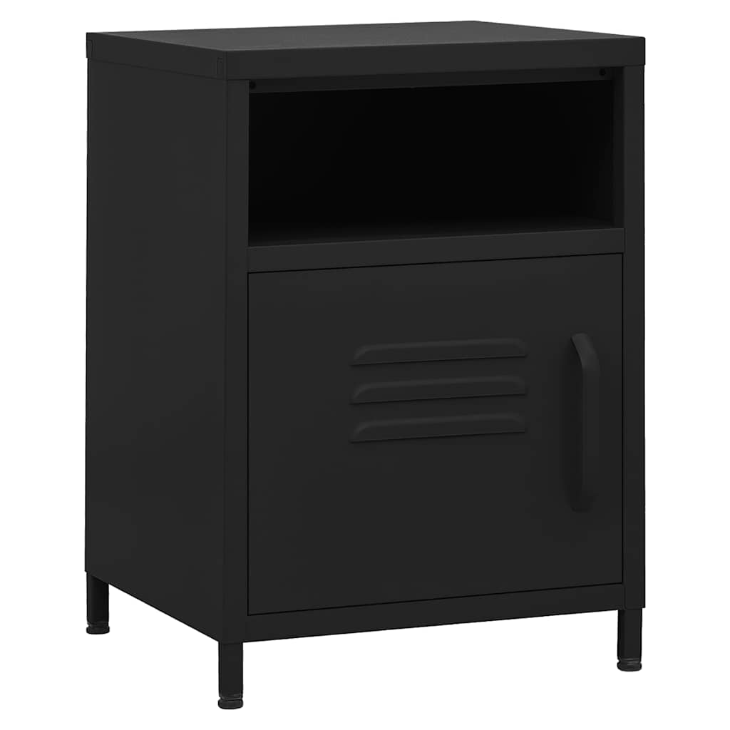 vidaXL Nightstand | Black | Steel | 35x35x51 cm | Levelers | Nightstand | Square