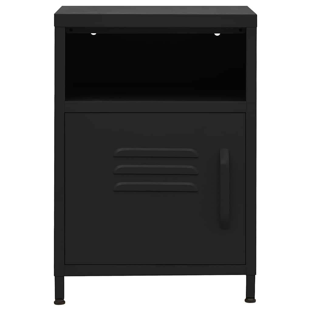 vidaXL Nightstand | Black | Steel | 35x35x51 cm | Levelers | Nightstand | Square