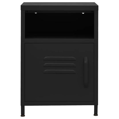 vidaXL Nightstand | Black | Steel | 35x35x51 cm | Levelers | Nightstand | Square