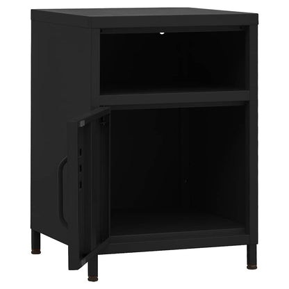 vidaXL Nightstand | Black | Steel | 35x35x51 cm | Levelers | Nightstand | Square