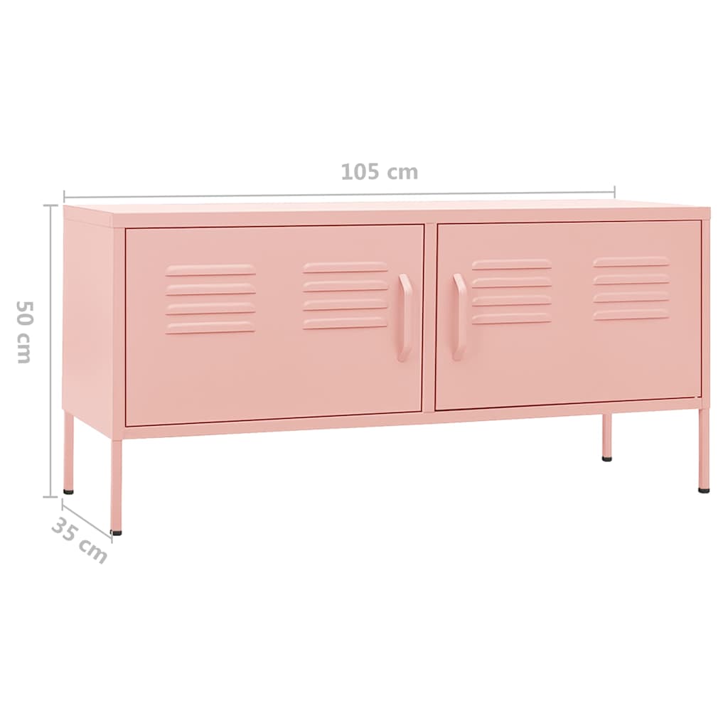 vidaXL TV Cabinet Pink 105x35x50 cm Steel