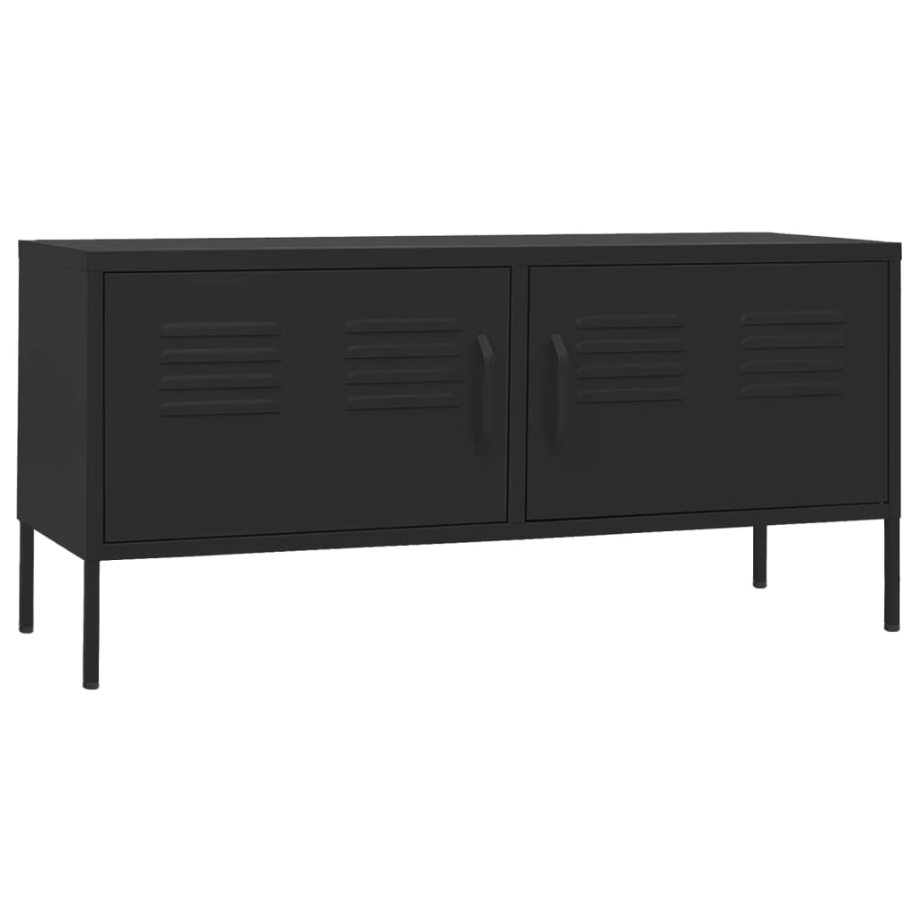 vidaXL TV Cabinet | Black | Steel | Medium | Adjustable Feet | TV Cabinet