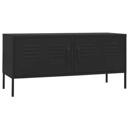 vidaXL TV Cabinet | Black | Steel | Medium | Adjustable Feet | TV Cabinet